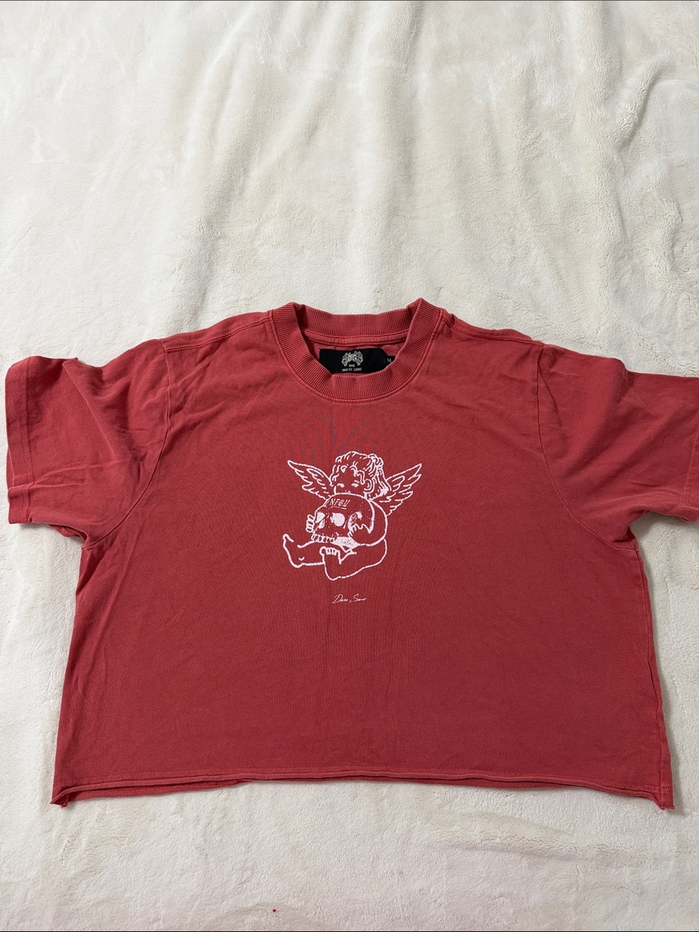 Darc Sport Kids Red Short Sleeve Tee with White Angel & Skull Graphic